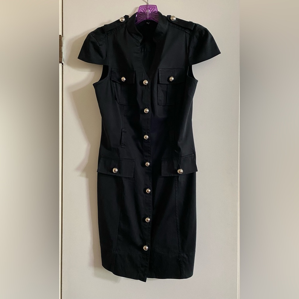 Express Black Y2K vintage military tailored dress